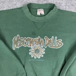 Oneita Sweatshirt Mens Size XL‎ Green Wisconsin Dells USA Crewneck Pullover 90s